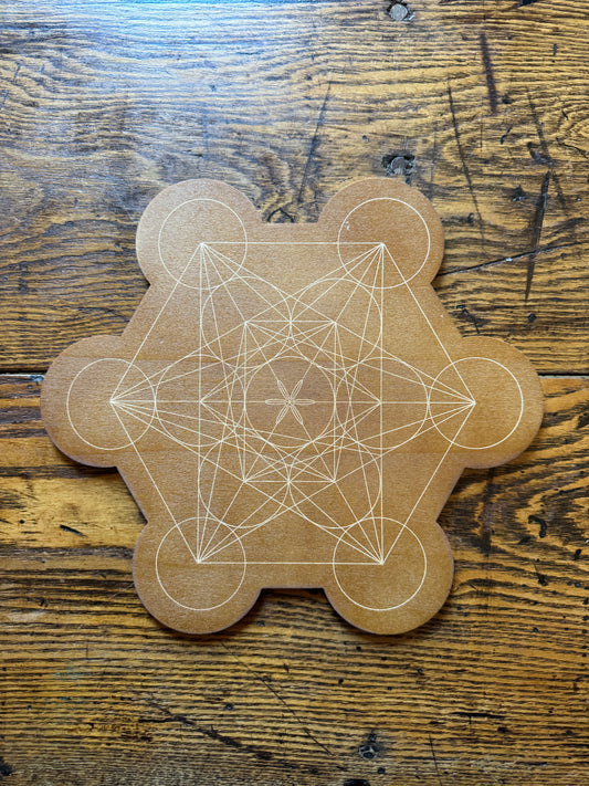 Metatron’s Cube Wood Crystal Grid