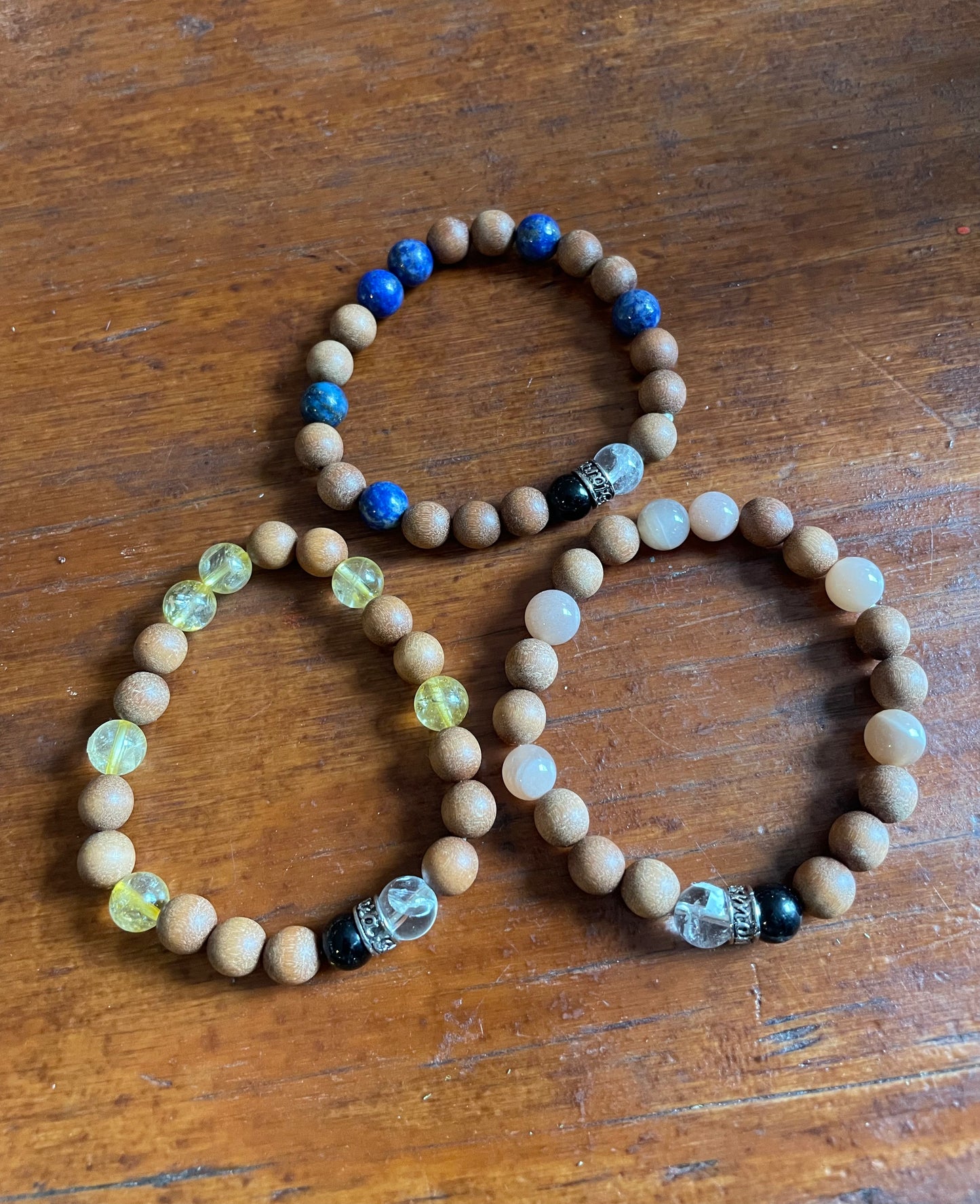 Crystal & Wood Bracelet - 8mm
