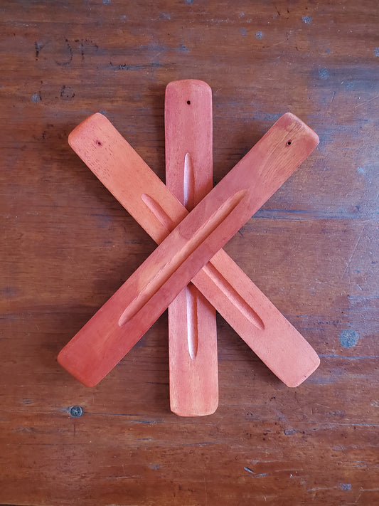 Orange Wood Incense Holder