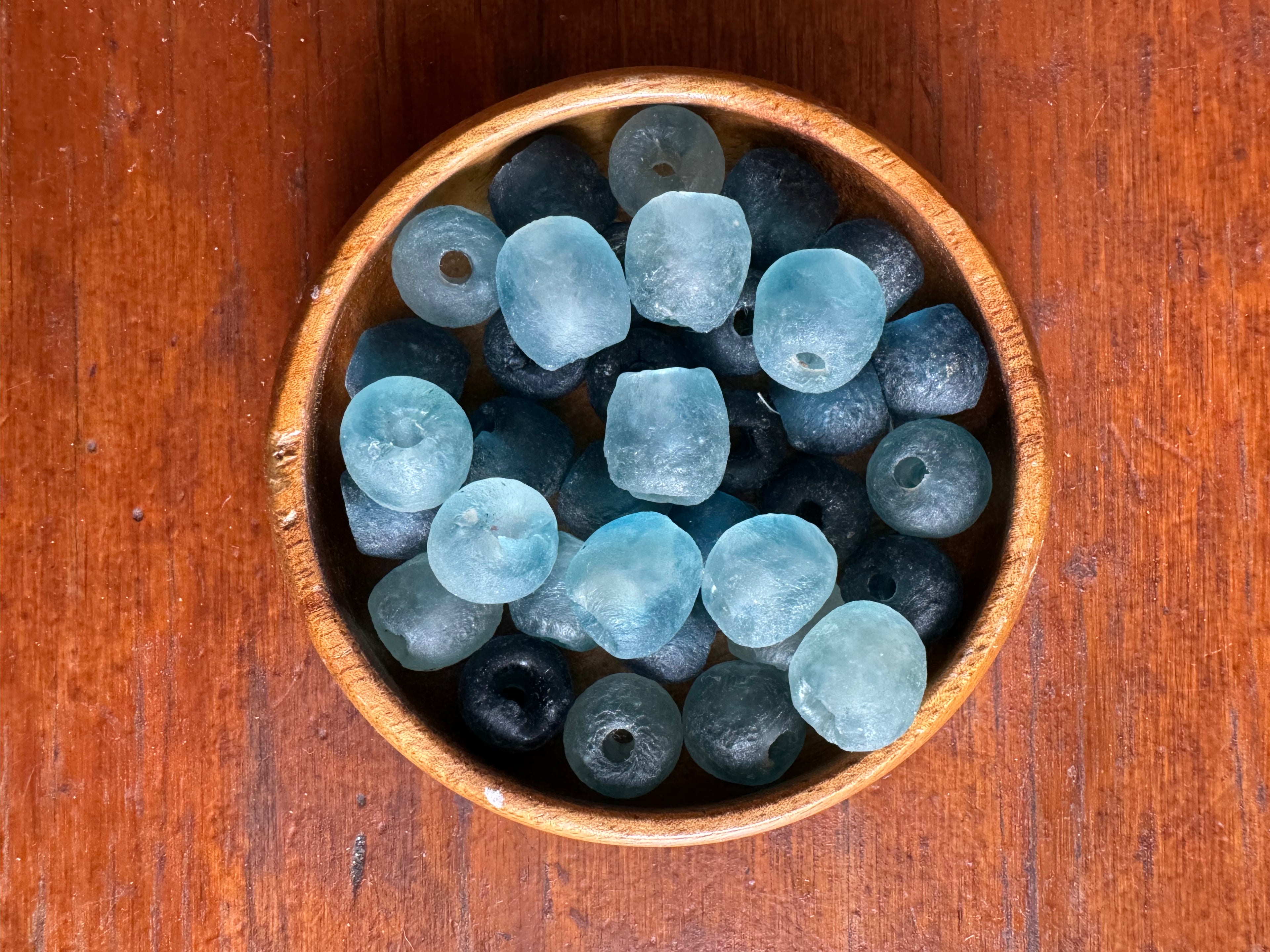 Blue Recycled Glass Bead- sold individually