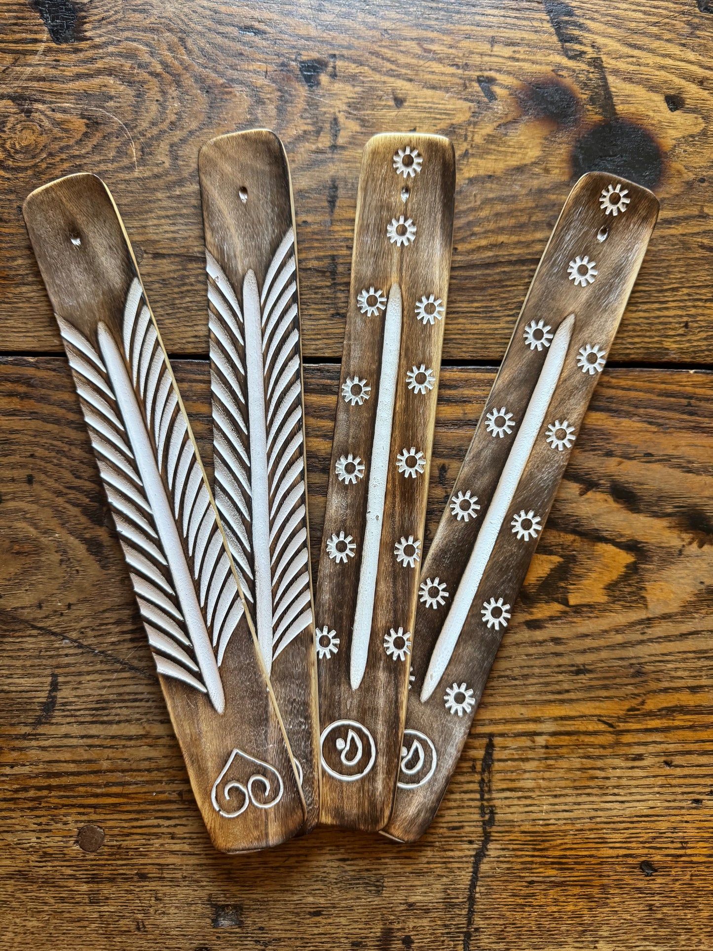 Assorted Wood Incense Holder with Designs