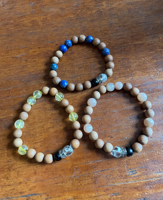 Crystal & Wood Bracelet - Sold Individually